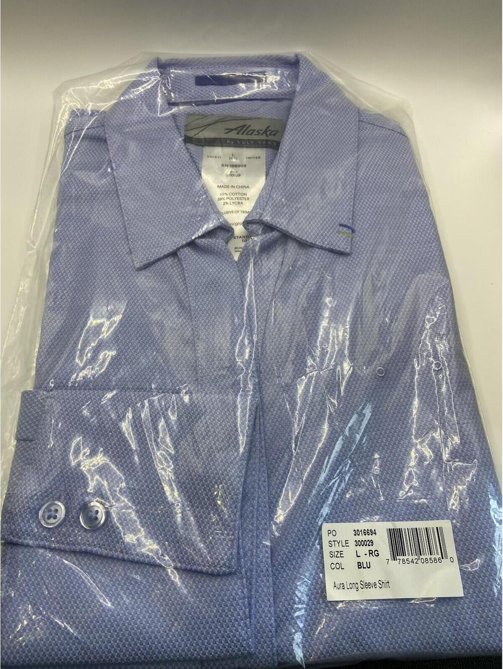 Mens ALASKA By Luly Yang Blue Aura Long Sleeve Shirt Sz L NEW NWT